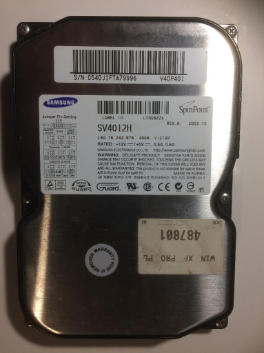 Zdjęcie oferty: Dysk IDE ATA 40GB Samsung SV4012H + taśma