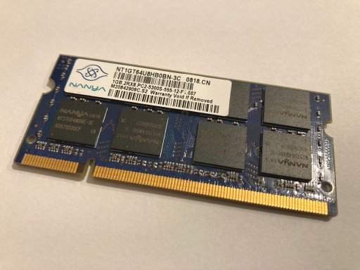 Zdjęcie oferty: Nanya NT1GT64U8HB0BN SODIMM PC2-5300S 667MHz 1GB