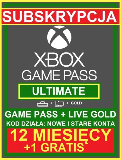 Zdjęcie oferty: Live Gold + Game Pass Ultimate 12 miesięcy +1 msc