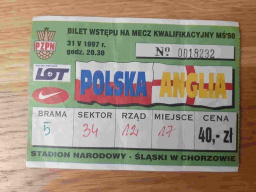 Zdjęcie oferty: POLSKA - ANGLIA 1997