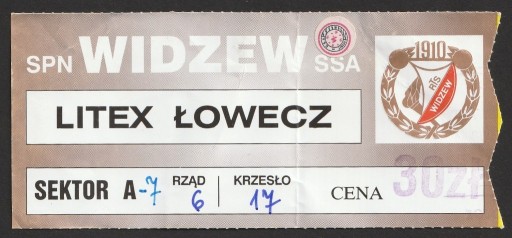 Zdjęcie oferty: bilet mecz EL. LM - WIDZEW - LITEX ŁOWECZ - 1999