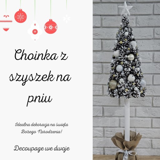 Zdjęcie oferty: Choinka na pniu z szyszek 97cm ozdoba święta LED