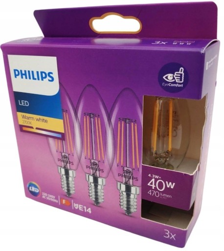 Zdjęcie oferty: 2x żarówka Philips LED Warm white 2700K 4,3W=40W