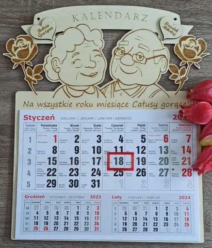 Zdjęcie oferty: Duży Kalendarz na Dzień Babci i Dziadka z imionami