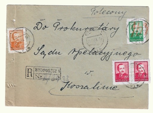 Zdjęcie oferty: Koperta z 1949r ze znaczkami nr 470, 471 i 475