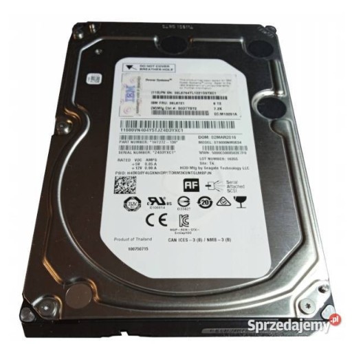 Zdjęcie oferty: DYSK IBM SAS 12GB 6TB 7.2K 3,5''  ST6000NM0034