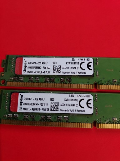 Zdjęcie oferty: Pamięć RAM Kingston DDR3 8 GB 1600 x 2 (16GB)
