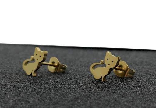 Zdjęcie oferty: Kolczyki złote kotki 1cm wkrętki stal chirurgiczna