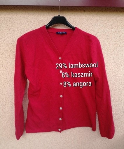 Zdjęcie oferty: Sweter wełna kaszmir angora M 38 czerwony suzanna