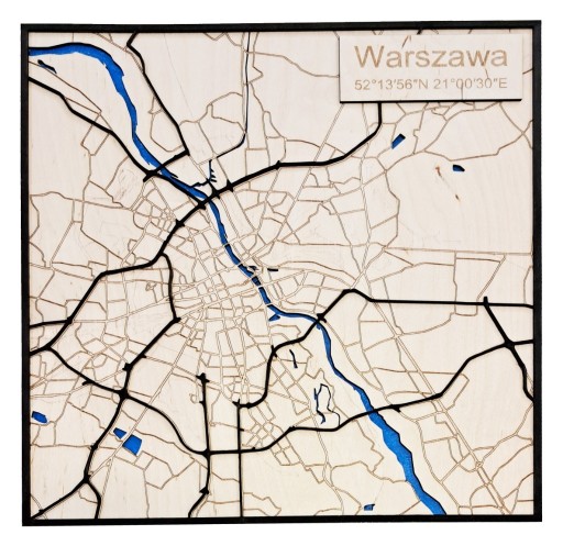 Zdjęcie oferty: Drewniana mapa miasta 3D Warszawa Kraków Gdańsk