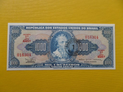 Zdjęcie oferty: BRAZYLIA 1000 Cruzeiros Novo 1966 P-187 GEM UNC