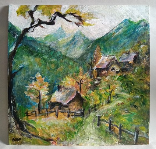 Zdjęcie oferty: Pejzaż górski - akryl 25x25cm