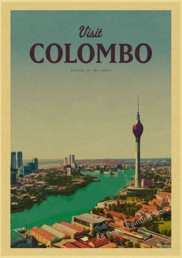 Zdjęcie oferty: PIĘKNY plakat vintage KOLOMBO Sri Lanka