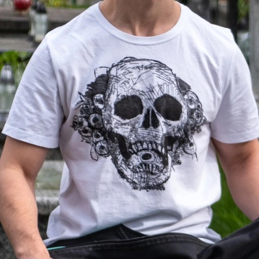 Zdjęcie oferty: Koszulka z czaszką, ręczny nadruk, limitowana 