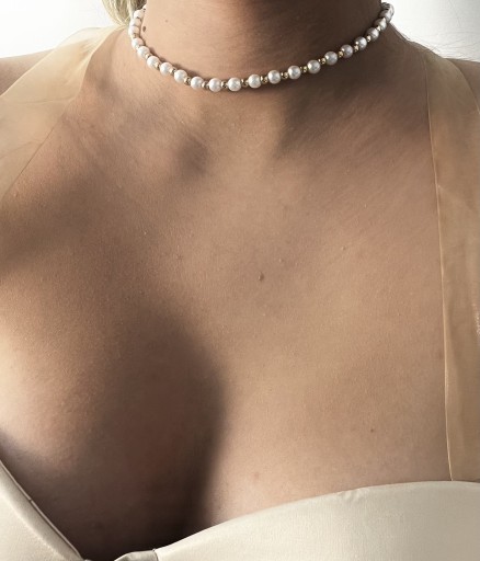 Zdjęcie oferty: Złoty naszyjnik celebrytka łańcuszek perełki