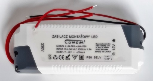 Zdjęcie oferty: Zasilacz LED 48W IP20 12V LUNOMI