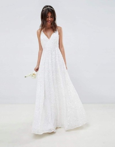 Zdjęcie oferty: Suknia ślubna asos biała sukienka cekinowa Cywilny