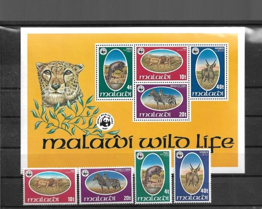 Zdjęcie oferty: znaczki fauna czyste Malawi Mi 297-300 bl 52