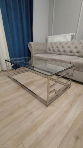 Zdjęcie oferty: Szklany srebrny stolik