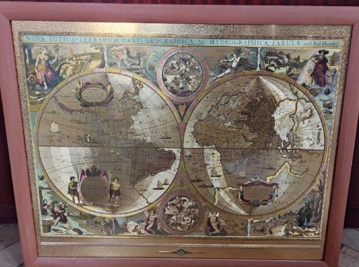 Zdjęcie oferty: Obraz mapa świata 1617 reprodukcja mapa w ramie 