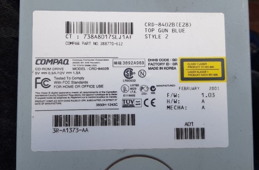 Zdjęcie oferty: Napęd COMPAQ CD-ROM DRIVE retro TOP GUN BLUE spraw