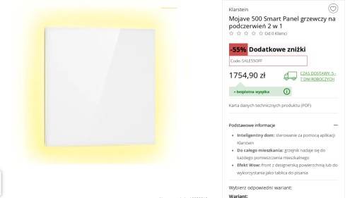 Zdjęcie oferty: Smart Panel grzewczy podczerwień 2w1 Led