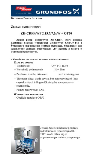 Zdjęcie oferty: Zestaw hydroforowy Grundfos CNBOP