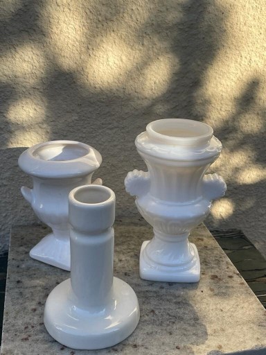Zdjęcie oferty: Zestaw świeczników Świeczniki białe ceramiczne 
