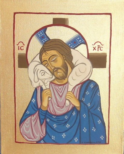Zdjęcie oferty: obraz olejny Jezus Chrystus Dobry Pasterz ikona