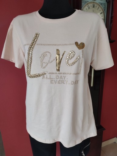 Zdjęcie oferty: Tshirt Mint L  Love beż