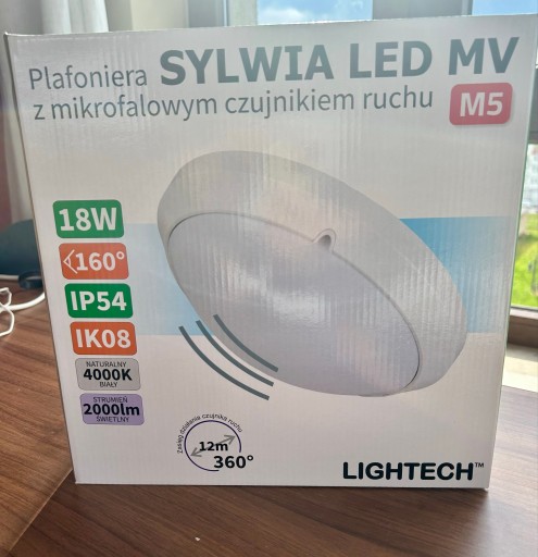 Zdjęcie oferty: Plafoniera LED Sylwia M5 18W 2000lm z czujnikiem MV 4K IP54 242305 Lightech