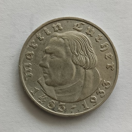 Zdjęcie oferty: Niemcy 2 marki Luther 1933 r. D - srebro 