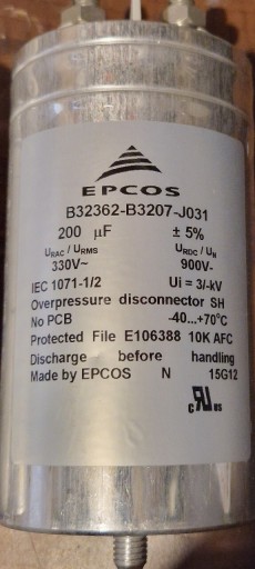 Zdjęcie oferty: Kondensator foliowy EPCOS 200uF B32362-B3207-J031
