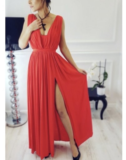 Zdjęcie oferty: Sukienka maxi czerwona z rozcięciem 