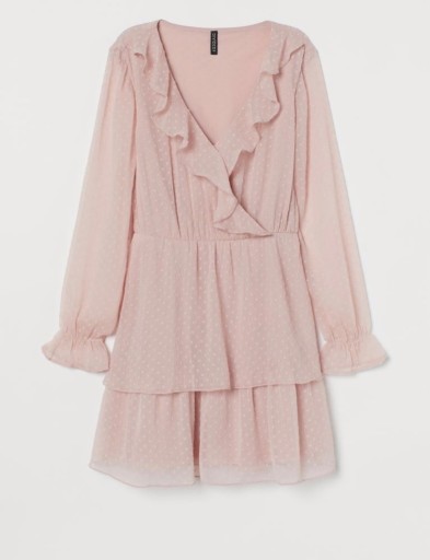 Zdjęcie oferty: Różowa pudrową sukienka szyfonowa H&M XXS 32