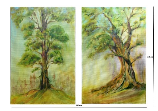 Zdjęcie oferty: Obrazy olejne 40x60 cm  "Drzewo" las 2 szt