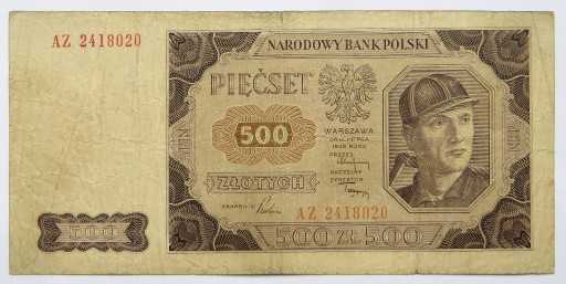 Zdjęcie oferty: 500 zł 1948 r. PRL banknot 