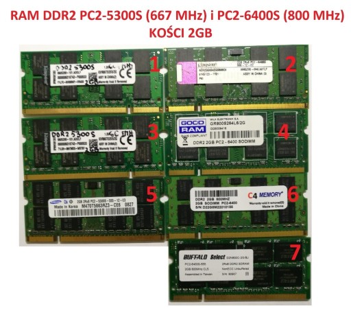 Zdjęcie oferty: Pamięć RAM DDR2, DDR3 - kości 1GB, 2GB i 4GB