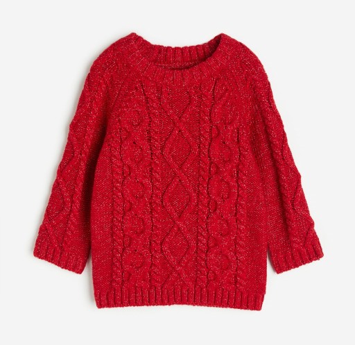 Zdjęcie oferty: Nowy czerwony sweter ze splotem H&M 86/92
