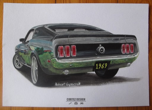 Zdjęcie oferty: Obraz Ford Mustang Mach 1 1969 21x29,7 akryl