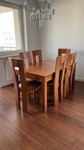 Zdjęcie oferty: Drewniany solidny klasyczny stół 90x180 krzesła 6
