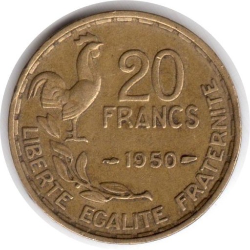 Zdjęcie oferty: FRANCJA 20 franków 1950, KM# 916.1,GEO. GUIRAUD