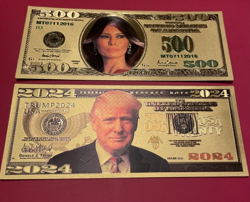 Zdjęcie oferty: Banknoty Pozłacane Melania i Donald Trump