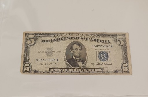 Zdjęcie oferty: 5 dolarów USA dolar 1953 A niebieska pieczęć 