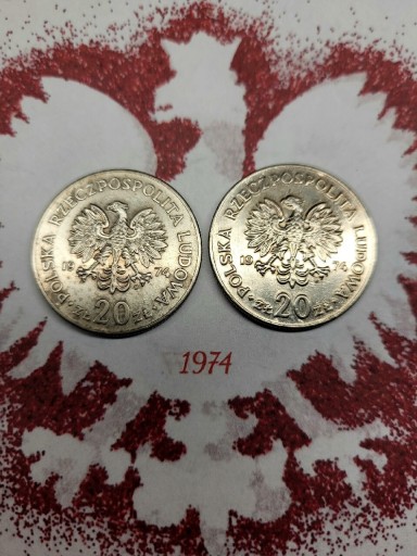 Zdjęcie oferty: 1974 PRL ZESTAW MONET 20 złotych maly, duży orzeł 