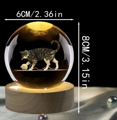 Zdjęcie oferty: Oświetlana kula 3D z Kotem