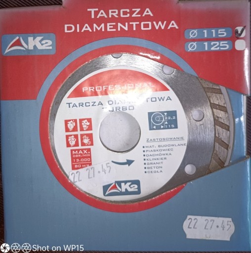 Zdjęcie oferty: TARCZA DIAMENTOWA TURBO PROFESJONAL 115 / K2