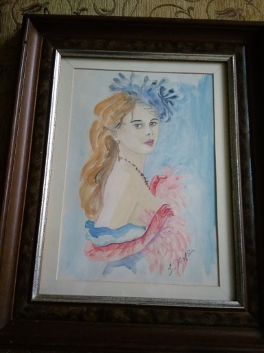 Zdjęcie oferty: Stary portret młodej damy, sygnowany S.Norblin