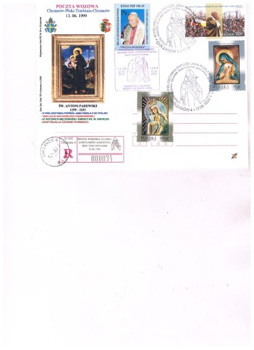 Zdjęcie oferty: Koperta z datownikiem z  J P II CHRZANÓW 1999r