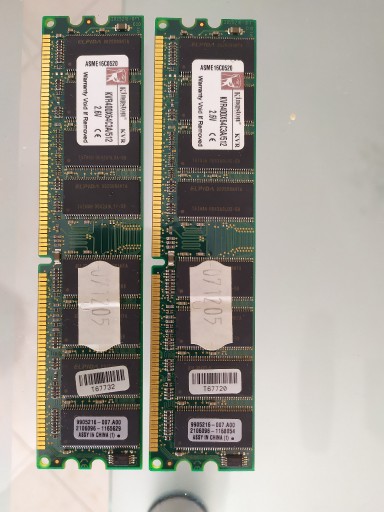 Zdjęcie oferty: 2 x Pamięć RAM Kingston DDR 512 MB 400 MHz